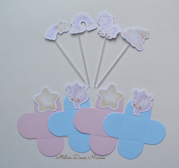 Unicórnio Combo Forminhas + Toppers