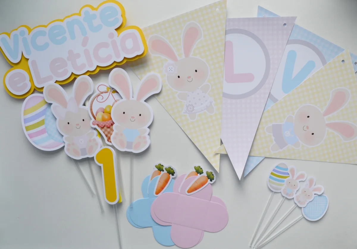 Kit Festa personalizada Coelhinhos/Páscoa