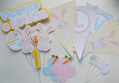 Kit Festa personalizada Coelhinhos/Páscoa