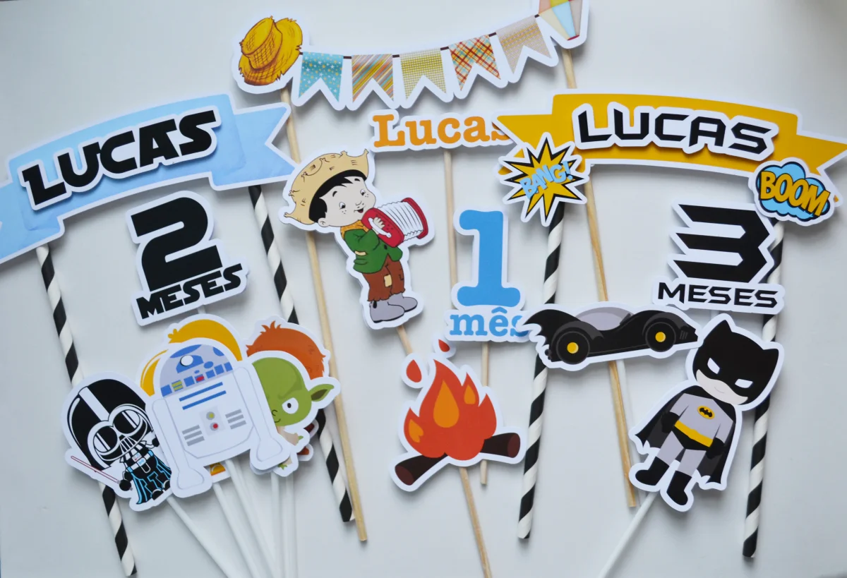 Topos de Bolo personalizados para Mesversários (combo) - Imagem 1