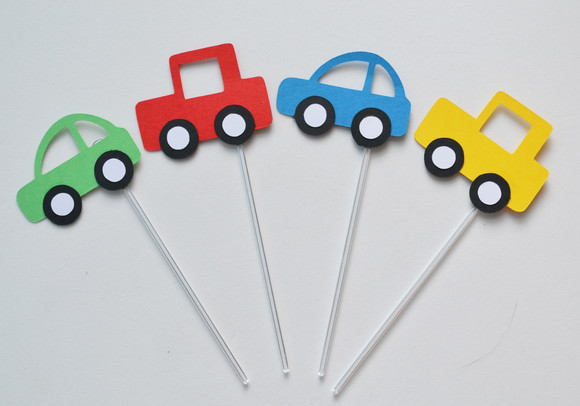 Topper de Doce Carrinhos - 20 Unidades