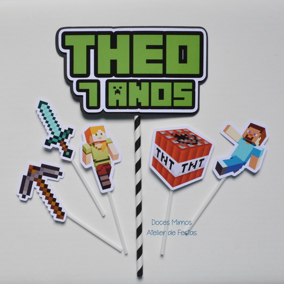 Topo de Bolo Minecraft - Imagem 2