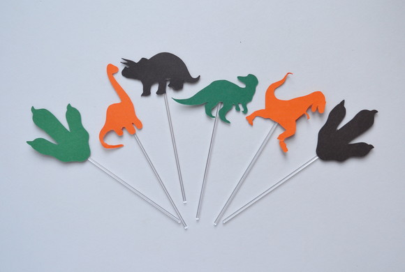 Topper de Doces Silhueta de Dinossauro (20 Unidades)