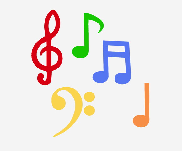 Notas Musicais Apliques p/ Parede - 6 Unidades