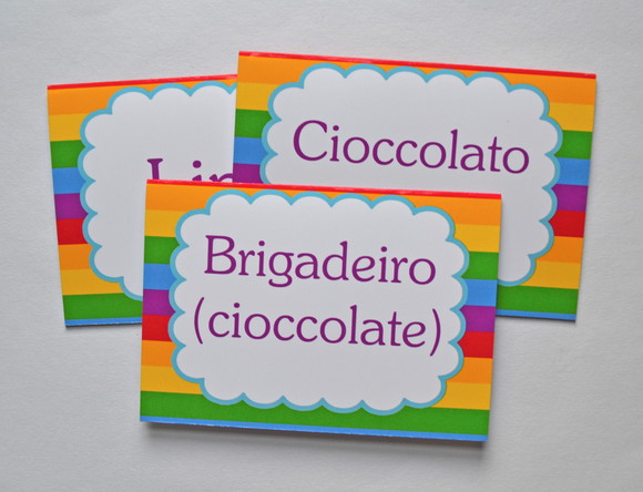 Plaquinhas de Comidinhas Arco-íris
