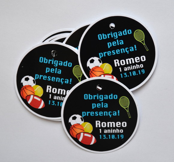 Tag lembrancinha Bolas Esportivas - 20 unidades