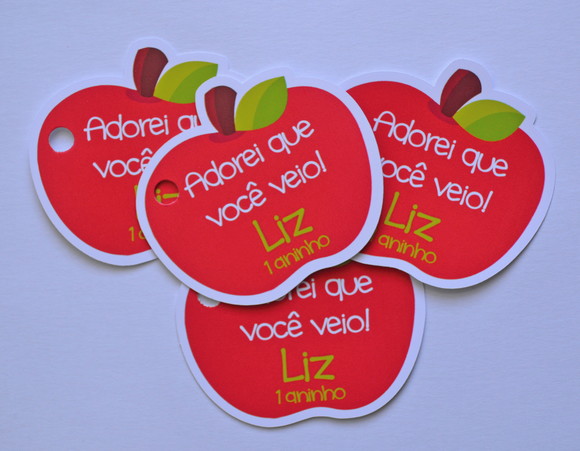 Tag lembrancinha Maçã - 20 unidades