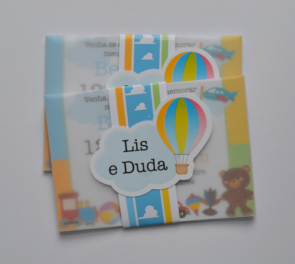 Convite Brinquedos com tag personalizada