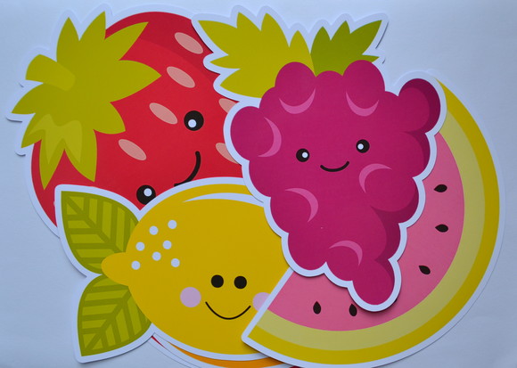 Frutinhas 15cm apliques de Parede ou Painel (8 Unidades)