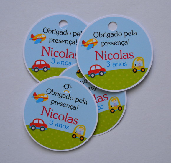 Tag lembrancinha Meios de Transporte - 20 unidades