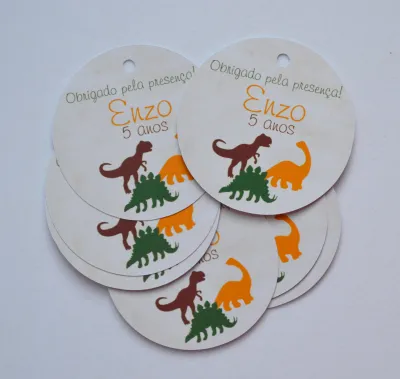 Tag lembrancinha Dinossauros - 20 unidades