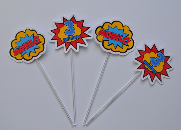 Topper Personalizado Onomatopéias Super Heróis