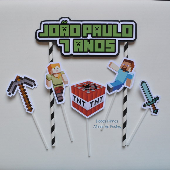 Topo de Bolo Minecraft - Imagem 2