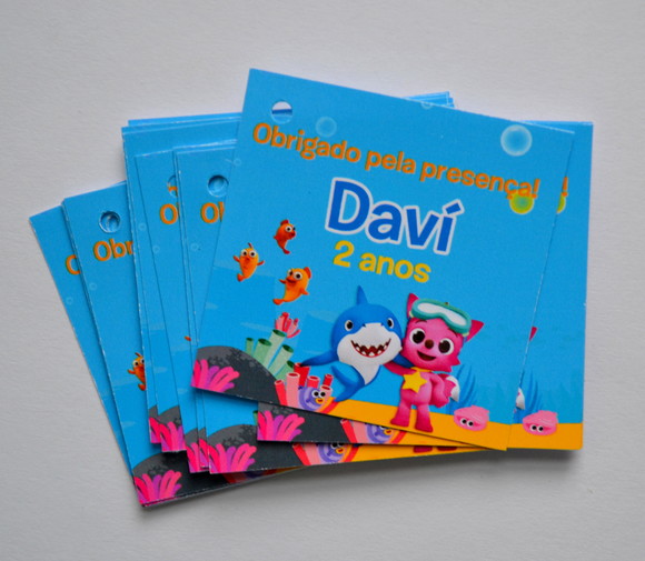 Tag lembrancinha Baby Shark - 20 unidades