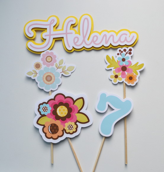 Topo de Bolo Flores - Imagem 2