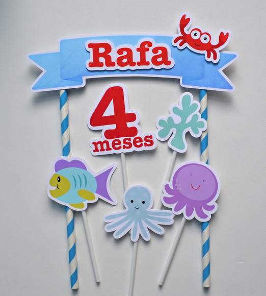 Topo de Bolo Fundo do Mar - Imagem 3