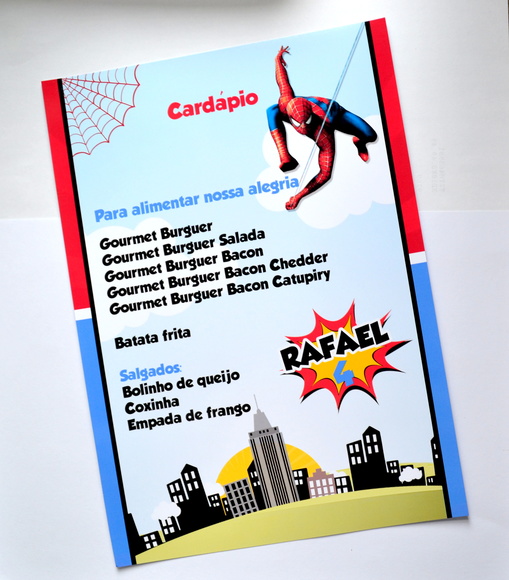 Cardápio de Mesa Homem Aranha