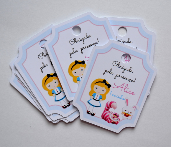 Tag lembrancinha Alice no País das Maravilhas - 20 unidades