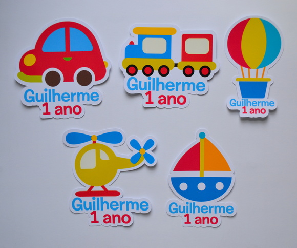 Aplique Tubete Meios de Transporte - 20 unidades