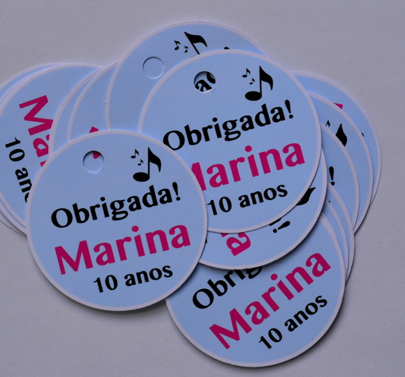 Tag lembrancinha Notas Musicais - 20 unidades