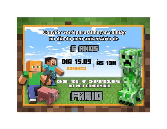 Convite digital Minecraft