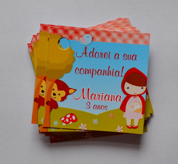 Tag lembrancinha Chapeuzinho Vermelho - 20 unidades