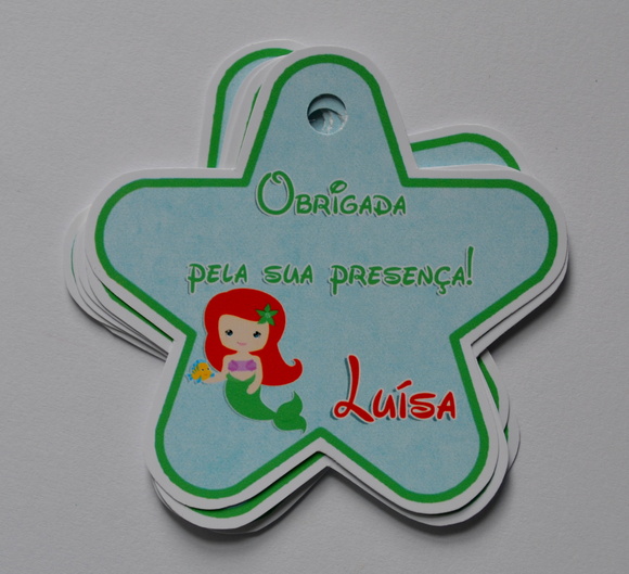 Tag lembrancinha Ariel - 20 unidades