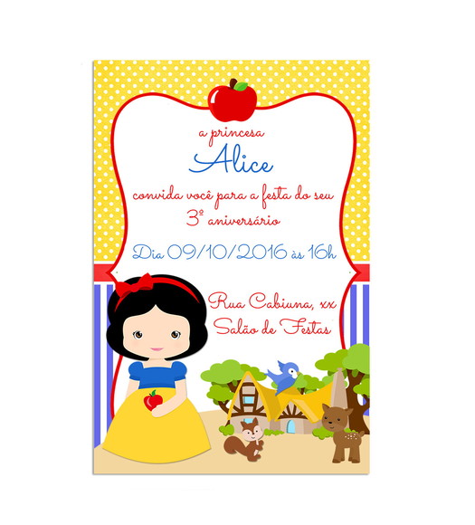 Convite digital Branca de Neve