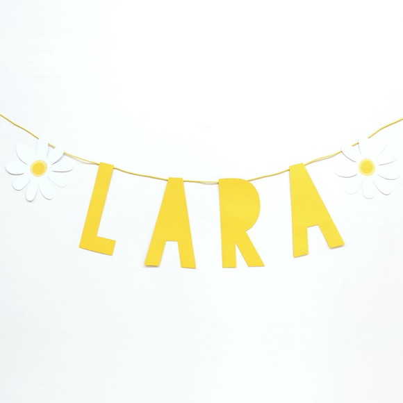 Letreiro de Papel com Nome - Amarelo - até 10 Letras