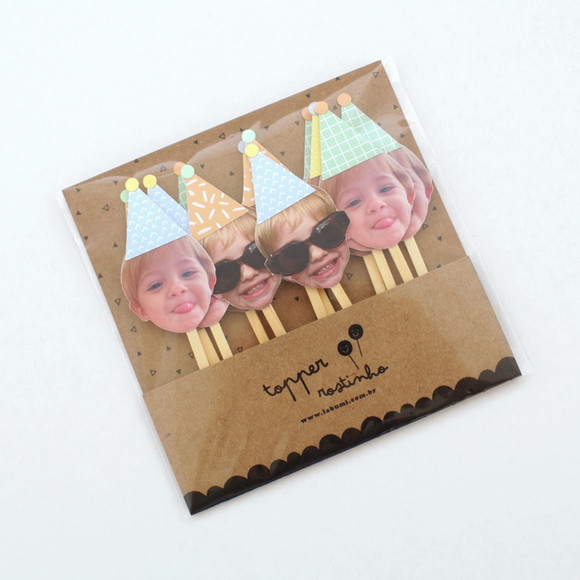 Topper Rostinho - Cores Candy (12 Un) - Imagem 2