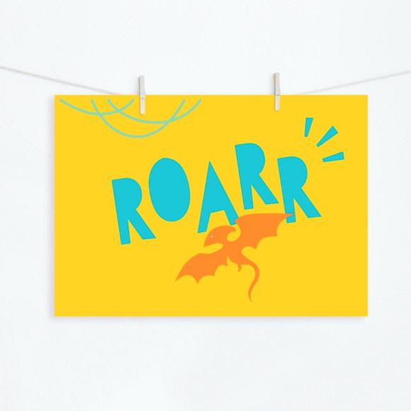 Pôster A4 - Painel Festa Dinossauros - Roarrr