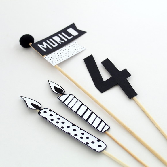 Topo de Bolo - Festa Preto e Branco - Minimalista - Imagem 2