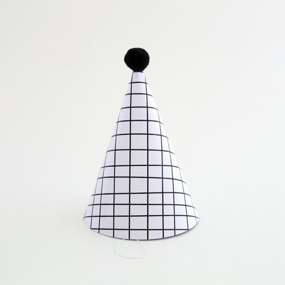 Chapeuzinho de Festa Grid Preto e Branco - 3 Unidades
