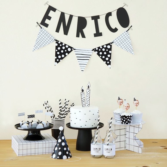 Kit Festa Preto e Branco - sem Tema - Minimalista