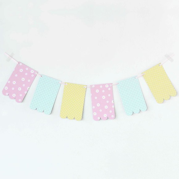 Varal de Bandeirinhas de Papel Estampadas Candy Colors