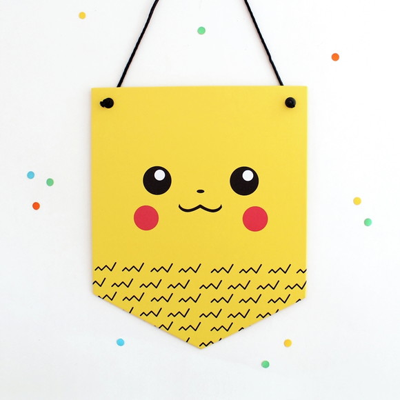 Flâmula de Papel - Pokemon - Pikachu - Decoração Aniversário