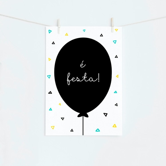 Pôster (é Festa!) para Decoração do Painel da Festa A4