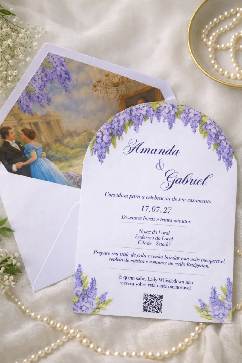 Convite Casamento Envelope Forrado Arco Bridgeton Ref 2465 - Imagem 2