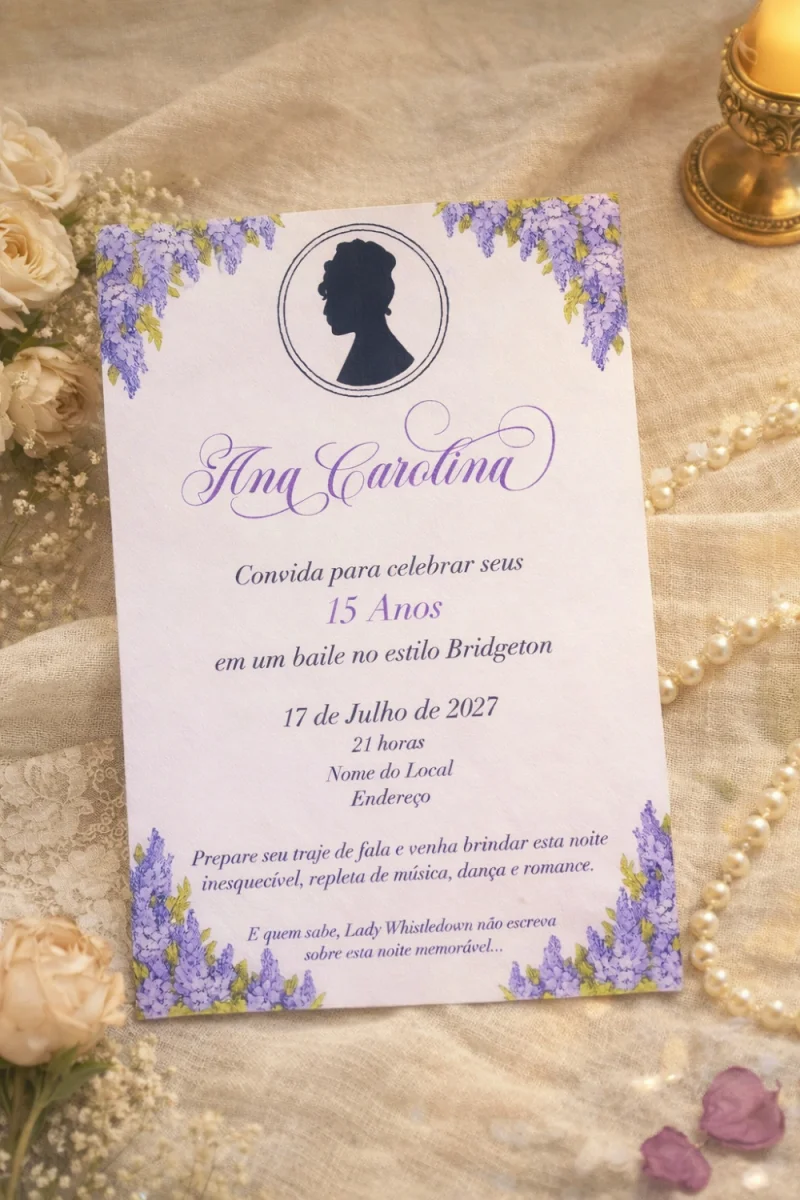 Convite 15 Anos Bridgerton Jornal Lady Whistledown com Lacre de Cera - Imagem 3