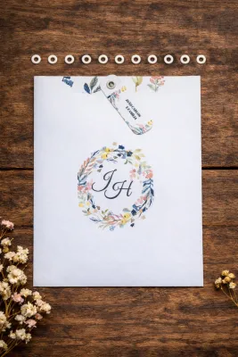 Convite de Casamento Flores do Campo com Envelope Luva