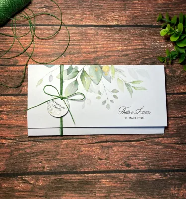 Convite de Casamento Folhagem Verde Botânico