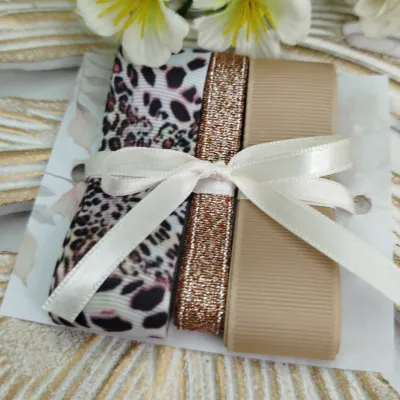Kit de Fitas Animal Print Onça — Gorgurão Estampado, Lurex Cobre e Chocolate
