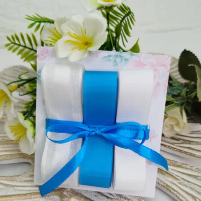 Kit de Fitas Azul e Branca — Voil com Cetim Branca e Organza Azul e Branca