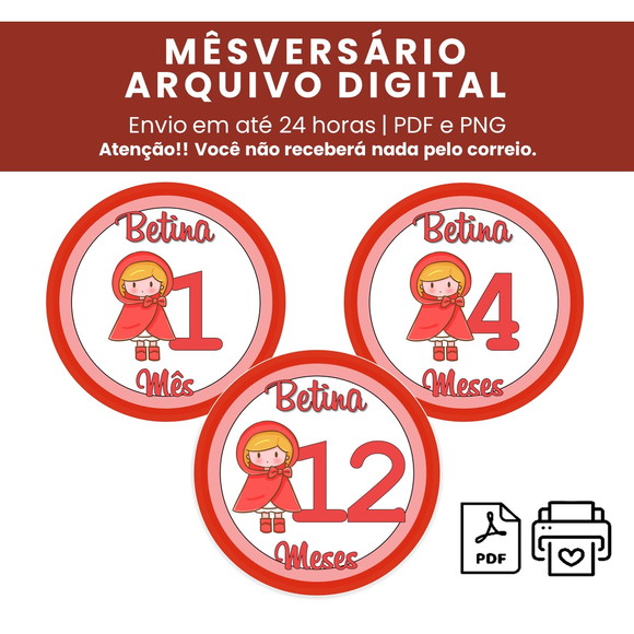 Mêsversário Chapéuzinho Arquivo Digital - Imagem 3