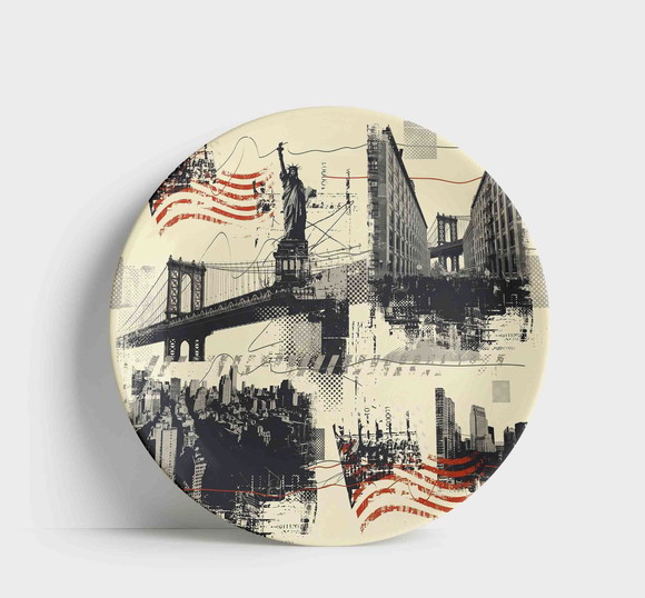 Prato Porcelana Nova York 21cm - Estátua e Skyline - Imagem 2