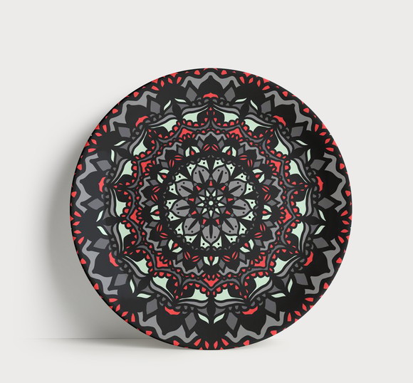 Prato Decorativo Mandala Moderna Rubi 21cm Porcelana