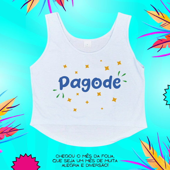 Cropped Carnaval Feminino Pagode Escrita Azul Estrelas - Imagem 3