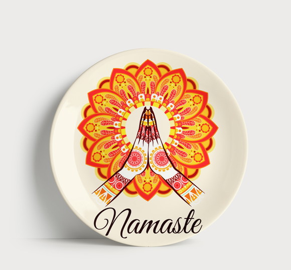 Prato Decorativo Namastê Mãos em Prece - Porcelana 21cm