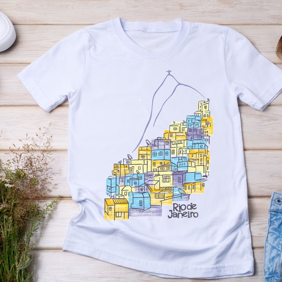 Camiseta Rio de Janeiro Favela Cristo Redentor Arte Urbana