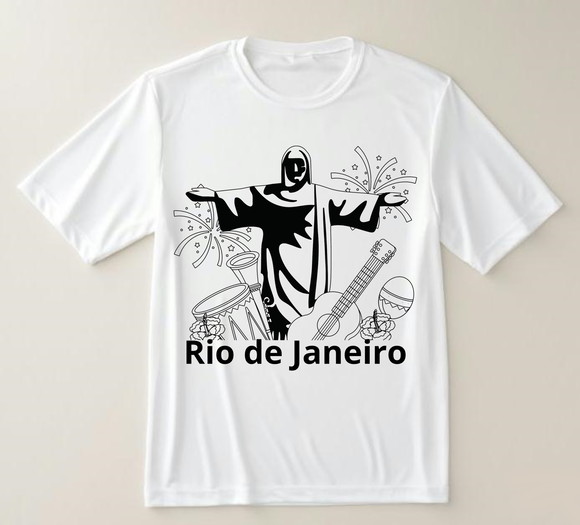 Camiseta Branca Rio de Janeiro Cristo Samba